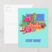 Aruba Retro Karibische Insel mit Flamingo Vintag
