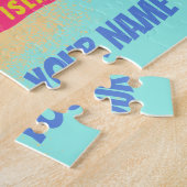 Aruba Retro Karibische Insel mit Flamingo Vintag Puzzle (Seite)