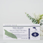 ARUBA Save the Date Boarding Pass (Stehend Vorderseite)