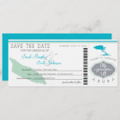 ARUBA Save the Date Boarding Pass (Vorne/Hinten)