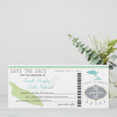 ARUBA Save the Date Boarding Pass (Stehend Vorderseite)