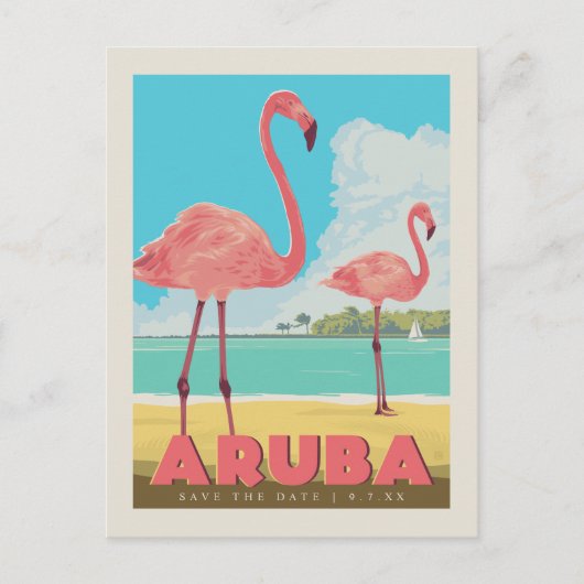 Aruba | Save The Date Einladungspostkarte (Vorderseite)