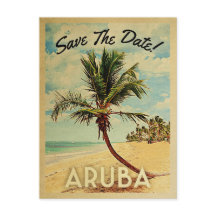 Aruba Save The Date Vintage Strand Palme
