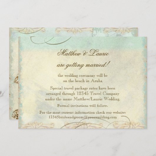 Aruba Sea Turtle Moderner Küstenstrand Save The Date (Vorne/Hinten)