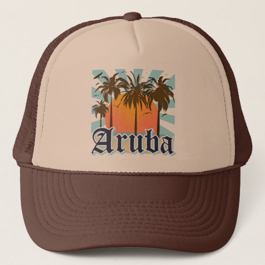 Aruba setzt Sonnenuntergang auf den Strand Truckerkappe (Vorderseite)