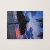 Aruba, Silhouette Palapa am Strand bei Sonnenunter Puzzle (Horizontal)