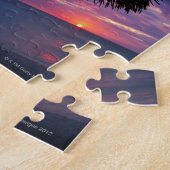 Aruba, Silhouette Palapa am Strand bei Sonnenunter Puzzle (Seite)