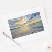 Aruba Sonnenuntergang über bewegtem Meer Rechteckiger Aufkleber (Umschlag)
