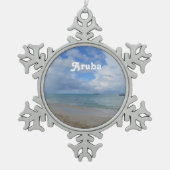 Aruba-Strand Schneeflocken Zinn-Ornament (Vorderseite)