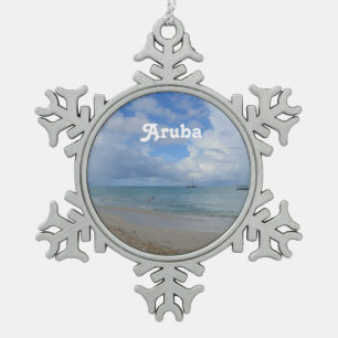 Aruba-Strand Schneeflocken Zinn-Ornament