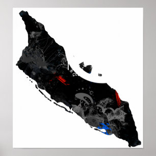 Aruba Trendy Peace Sign mit Aruban Map Poster