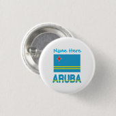 Aruba und Aruban Flag Blue Personalisierung Button (Vorne & Hinten)