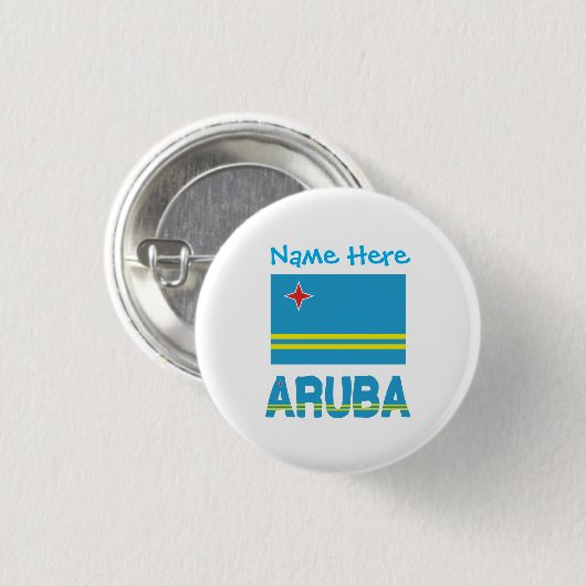 Aruba und Aruban Flag Blue Personalisierung Button (Vorne & Hinten)
