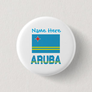Aruba und Aruban Flag Blue Personalisierung Button