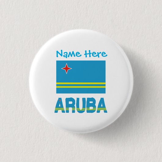 Aruba und Aruban Flag Blue Personalisierung Button (Vorderseite)