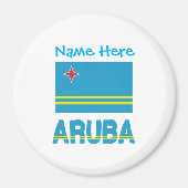 Aruba und Aruban Flag Blue Personalisierung Magnet (Vorne)