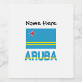 Aruba und Aruban Flag mit Ihrem Namen Weinetikett (Einzelnes Label)