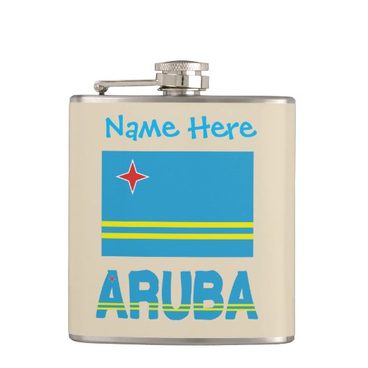 Aruba und Aruban-Flagge mit Personalisierten Flachmann (Vorderseite)