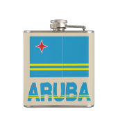 Aruba und Aruban-Flagge mit Personalisierten Flachmann (Rückseite)