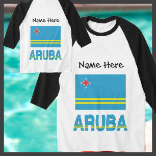 Aruba und Arubanische Flagge Personalisiertes Lang T-Shirt