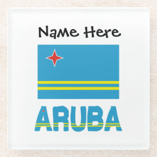Aruba und Arubische Flagge Personalisiert  Glasuntersetzer