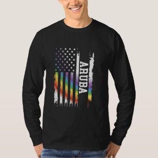 Aruba United Staaten Rainbow unter US-Flagge T-Shirt