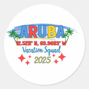 Aruba Urlaub 2025 Vibes Tropeninsel-Abenteuer Runder Aufkleber