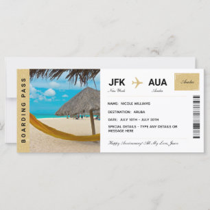 Aruba-Urlaub-Reise-Geschenk-Ticket-Bordkarte