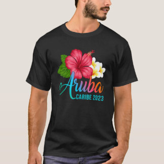 Aruba Vacation Caribe Tropischer Hibiskus Blume T-Shirt