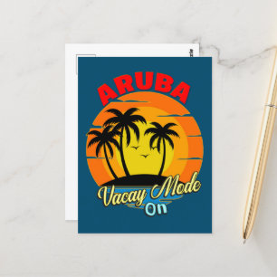 Aruba Vacay Modus auf Familienreise Postkarte