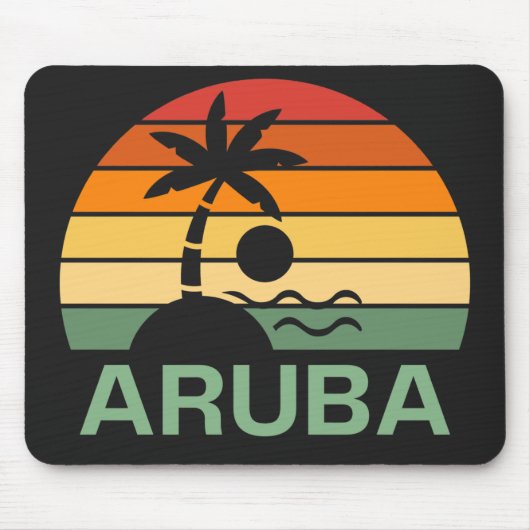 Aruba Vintag Palm Trees Summer Beach Mousepad (Vorne)
