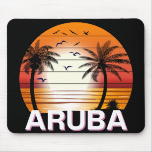 Aruba Vintag Palm Trees Summer Beach Mousepad