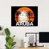 Aruba Vintag Palm Trees Summer Beach Poster (Heimbüro)