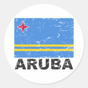 Aruba Vintage-Flagge Runder Aufkleber
