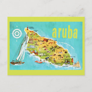 Aruba Vintage Inselkarte Postkarte