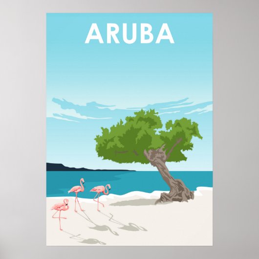 Aruba Vintage Minimal Retro Travel Illustration Poster (Vorne)