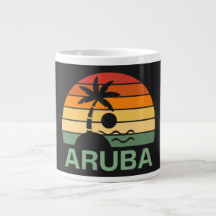 Aruba Vintage Palmen Sommer Strand Jumbo-Tasse
