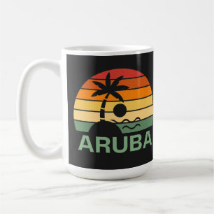 Aruba Vintage Palmen Sommer Strand Kaffeetasse