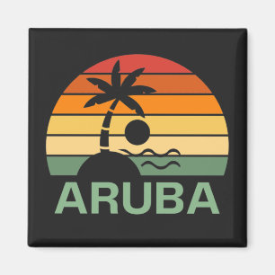 Aruba Vintage Palmen Sommer Strand Magnet