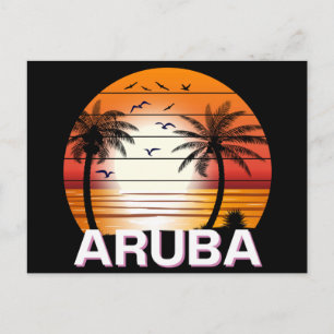 Aruba Vintage Palmen Sommer Strand Postkarte