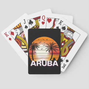 Aruba Vintage Palmen Sommer Strand Spielkarten