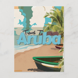 Aruba Vintage-Reiseposter. Postkarte