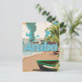 Aruba Vintage Travel Poster. Postkarte (Stehend Vorderseite)