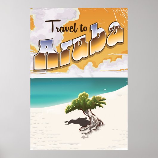 Aruba Vintager Strandausdruck Poster (Vorne)