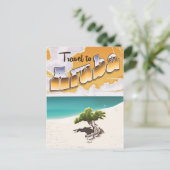 Aruba Vintager Strandausdruck Postkarte (Stehend Vorderseite)