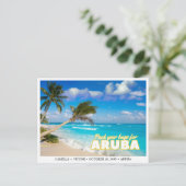Aruba Wedding Island Save the Date Postcard Postkarte (Stehend Vorderseite)