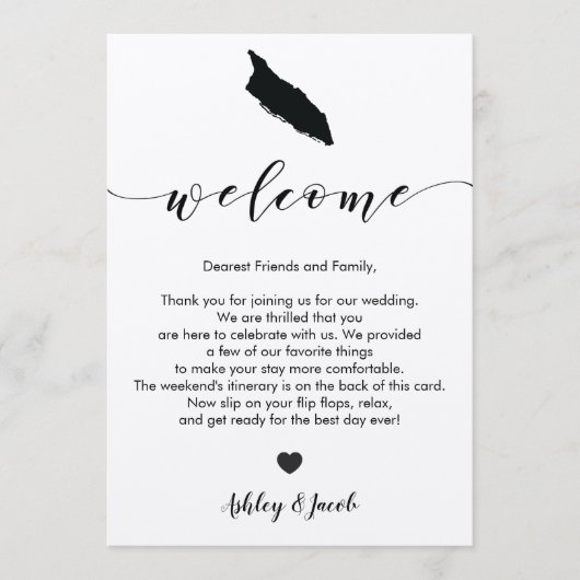 Aruba Wedding Welcome Letter & Itinerary Card Programm (Vorderseite)