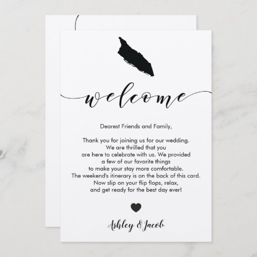 Aruba Wedding Welcome Letter & Itinerary Card Programm (Vorne/Hinten)