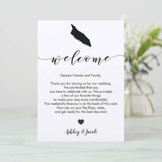 Aruba Wedding Welcome Letter & Itinerary Card Programm (Stehend Vorderseite)