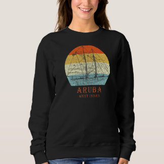 Aruba West Indies Vintag Blueprint Sailboat Vacat Sweatshirt